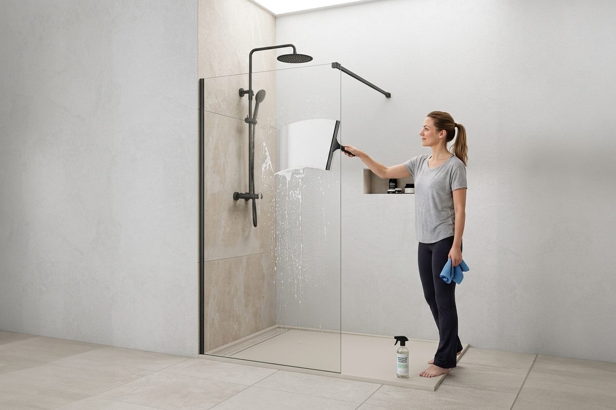 Nettoyage d'une paroi de douche
