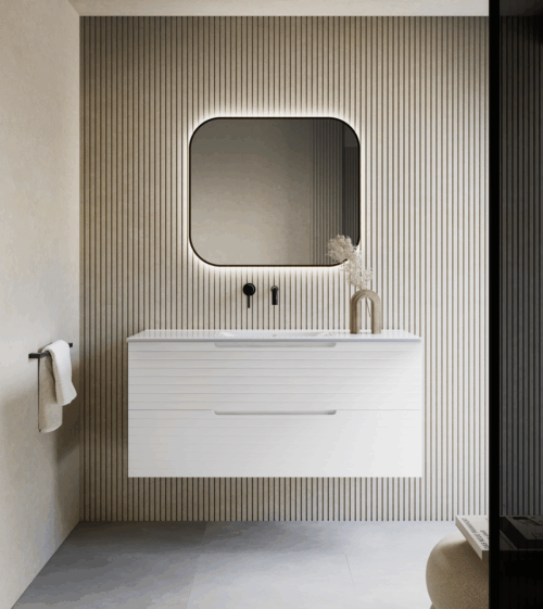 alt="Meuble salle de bain Cuba suspendu 2 tiroirs"