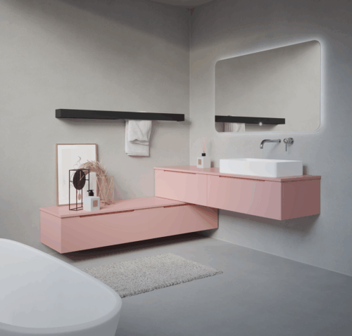 alt="Meuble salle de bain Fidji suspendu 2+2 tiroirs"