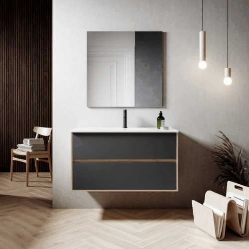alt="Meuble salle de bain Lima suspendu 2 tiroirs"