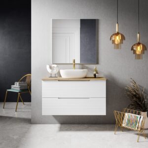 alt="Meuble Suspendu Biarritz BIARRITZ x2 tiroirs pour salle de bain"
