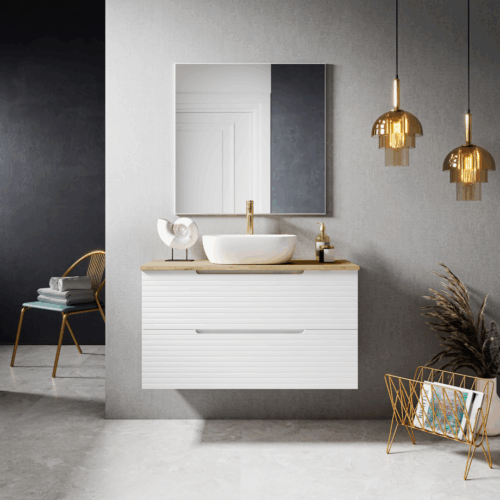 alt="Meuble salle de bain Biarritz suspendu 2 tiroirs"