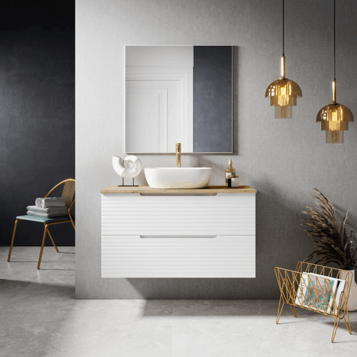 alt="Meuble salle de bain Biarritz suspendu 2 tiroirs"