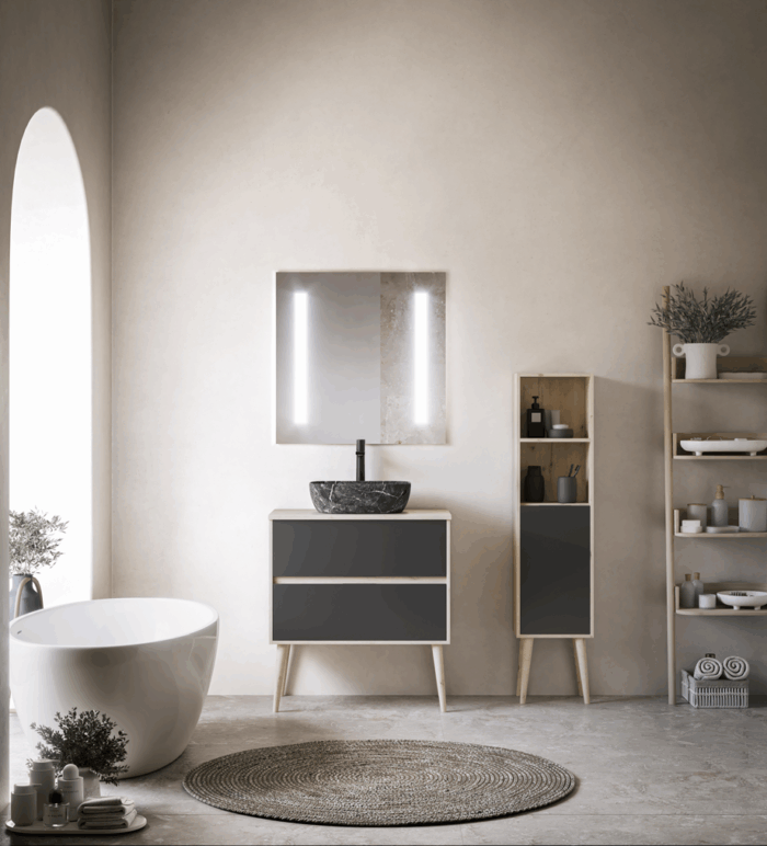 Lerac Diffusion Distributeur Meuble Salle De Bain Lima Sur Pieds 2 Tiroirs Sur Pieds