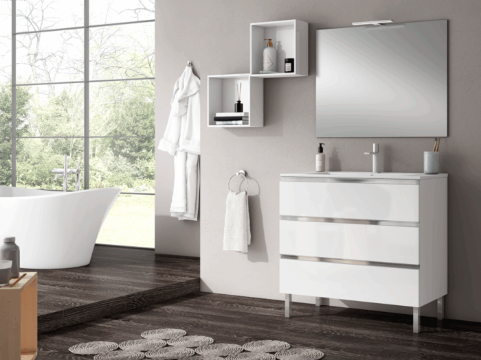 Lerac Diffusion Distributeur Meuble Salle De Bain Samoa Sur Pieds 3 Tiroirs